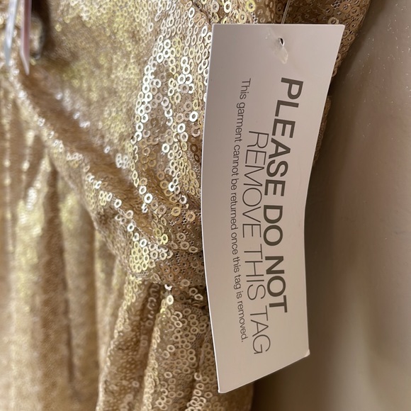 NWT Eva Mendes Gold Sequin V-Neck Cocktail Party Dress - size Large - Picture 7 of 7